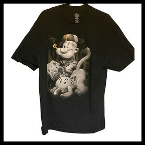 NWOT Popeye T Shirt XL/XG Black Short Sleeve Graphic Print Cotton
